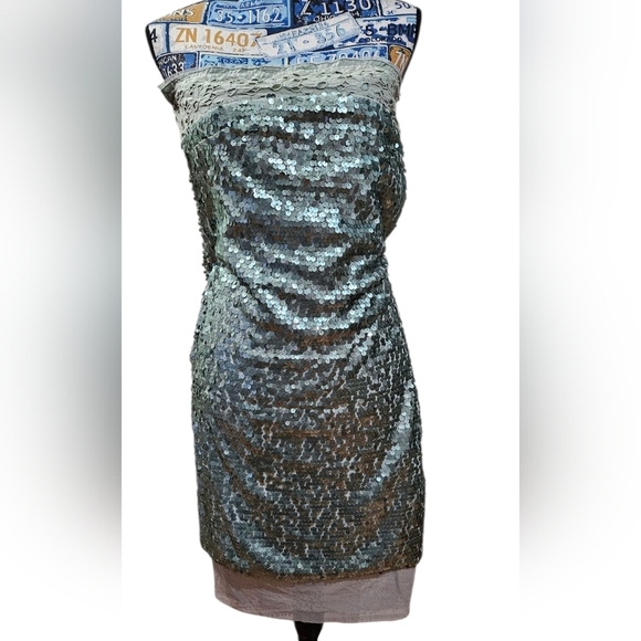 Annarita N NWT Seafoam Green Sequin Strapless Dress Small - Picture 2 of 15